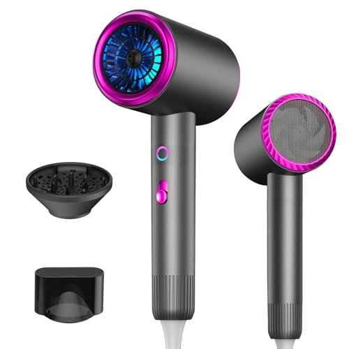 Asciugacapelli ionico professionale, asciugacapelli da 2400 W con pulsante caldo/freddo, 3 impostazioni di temperatura, diffusore incluso, adatto per parrucchieri professionali/domestici