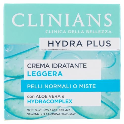 CLINIANS | Hydra Plus Crema Viso Idratante Leggera, Dermatologicamente Testato, Made in Italy, 50 ml