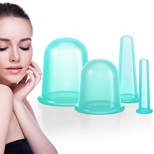 DazSpirit Coppetta per Massaggio Anticellulite, 4pcs Anti Cellulite Cup Coppettazione Coppette per massaggio Silicone Coppettazione per kit di cellulite Antietà Alleviare il Dolori Articolari (Verde)