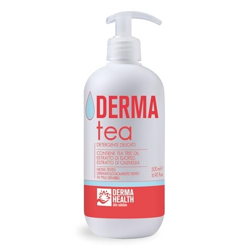 DERMA HEALTH - Derma TEA Detergente Delicato Per L’igiene Di Tutto Il Corpo E Intima Per Adulti, Anziani, Incontinenti E Disabili. Contiene Tea Tree Oil, Estratto Di Elicriso E Calendula - 500 ml