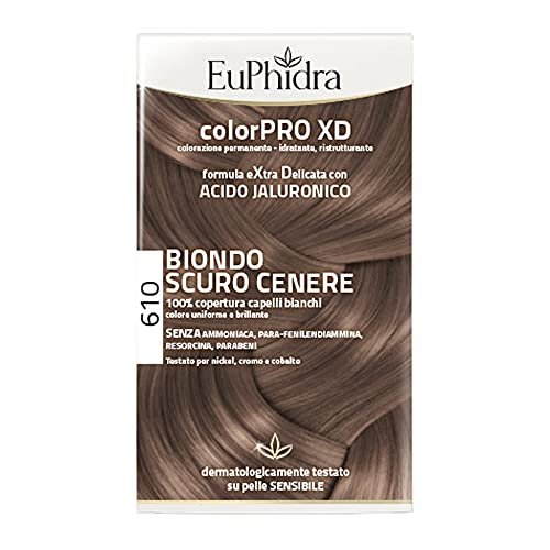 Euphidra Colorpro XD con Acido Jaluronico Più Idratazione, Più Morbidezza, Più Volume, Più Lucentezza, 610 Biondo Scuro Cenere