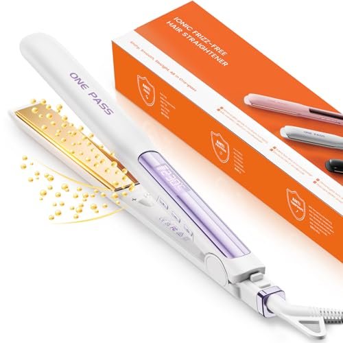 Faszin Piastra Capelli Professionale 2-In-1, Piastre Ioniche di Titanio, Riscaldamento In Soli 20 Secondi, Display LCD Chiaro, Ideale Per Capelli Lisci, Ricci e Mossi (Bianco-1)