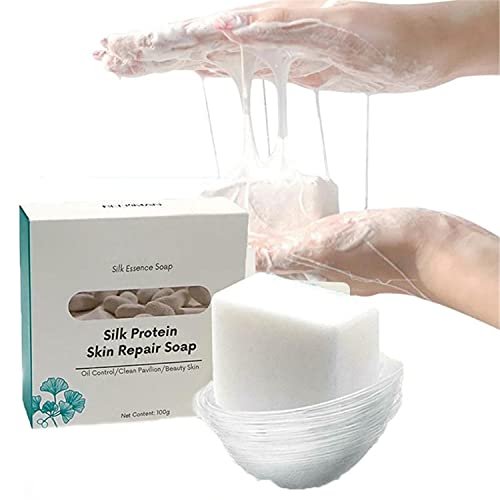 Goat Milk Soap,Skin Lightening Soap,Silk Protein Skin Repair Soap,Silk Protein Essence Soap,Super Long Brushed Oil Control Cleansing Soap Net Acne Moisturizing Repair (1 Pcs)