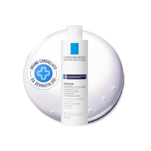 La Roche-Posay Kerium, Shampoo Gel Anti-Forfora, Per Uso Frequente, Contrasta Forfora e Senso di Prurito, Arricchito con LHA, Zinco e Acqua Termale, 200 ml