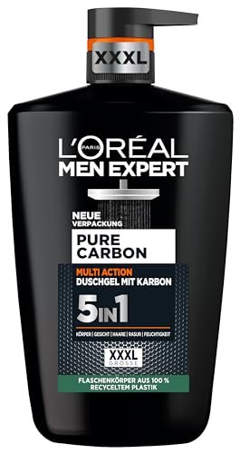 L'Oréal Men Expert XXXL 5 in 1 Gel Doccia e Shampoo Uomini Bagno Doccia per Pulizia Corpo Capelli e Viso Cura Personale Uomo Per Una Freschezza Lunga Con Carbonio Puro Carbonio 1 X 1000ml
