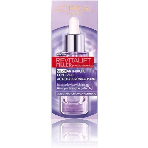 L'Oréal Paris Siero Viso Revitalift Filler, Azione Rimpolpante e Anti-Rughe, Altamente Concentrato con Acido Ialuronico al 1.5%, 30 ml