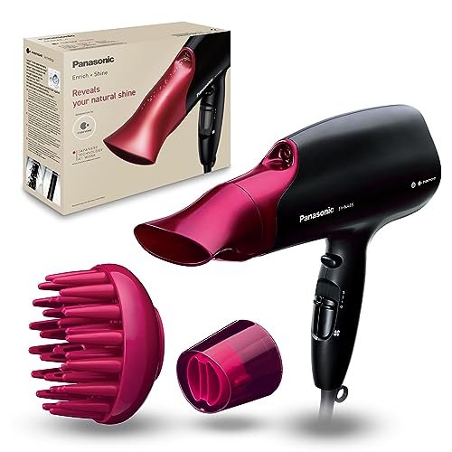 Panasonic EH-NA65-K825 Asciugacapelli 2000 W Stile Professionale con Tecnologia Idratante Nanoe, No Doppie Punte, No Crespo, Asciugatura Rapida e Delicata, Nero e Fucsia
