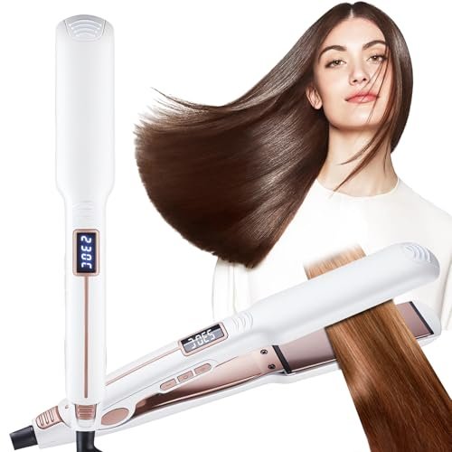 Piastra per Capelli,Temperatura Regolabile 100°C-230°C, Piastre Ioniche di Titanio, Riscaldamento In Soli 10 Secondi, Display LCD Chiaro, Ideale Per Capelli Lisci, Ricci e Mossi