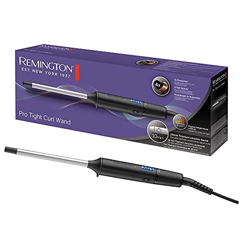Remington Ferro Arricciacapelli - Per riccioli piccoli 10 mm - Mini Pro Digital: Protezione 4x, Rivestimento in tormalina e ceramica; Display LCD 130-220°C, riccioli a spirale e ricci afro, CI6X10