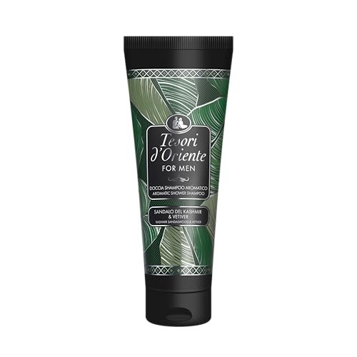Tesori d'Oriente - For Men, Doccia Shampoo, Sandalo del Kashmir e Vetiver, Arricchito con Pantenolo, Capelli e Corpo Idratati e Rinfrescati, 250ml