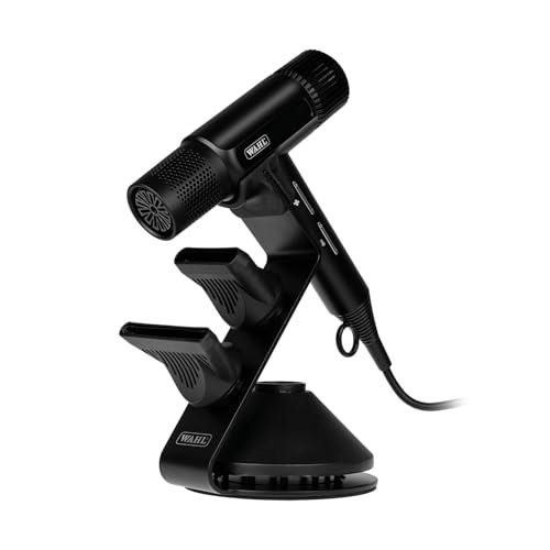 Vanquish - Supporto per asciugacapelli, struttura in metallo di alta qualità per riporre asciugacapelli e ugelli di fissaggio, connettori magnetici, base ponderata per sicurezza, telaio antiscivolo