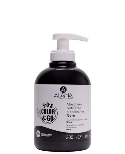 A ALAMA Professional Alama Professional S.O.S Color&Go Maschera Colorata Nera, Nutriente, Ravvivante, Riflessante e Tonalizzante per Capelli Naturali, Colorati e Con Mèches, 300 ml