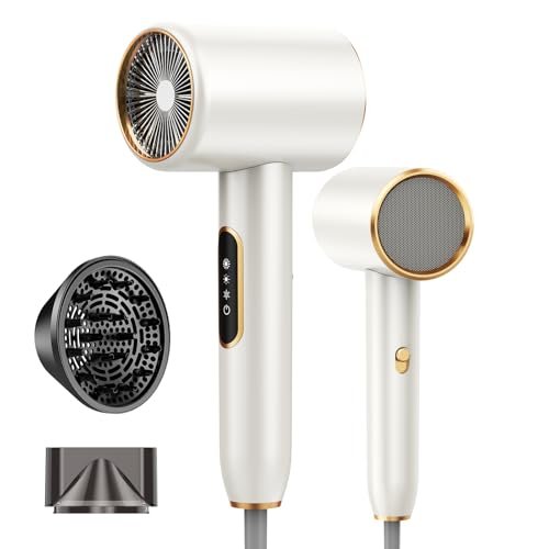 Asciugacapelli Ionico 2400W, Phon Capelli Professionale, 2 Velocità 3 Impostazioni di Calore, Hair Dryer Capelli ad Asciugatura Rapida, Phone Capelli con Diffusore Capelli Ricci e Concentratore
