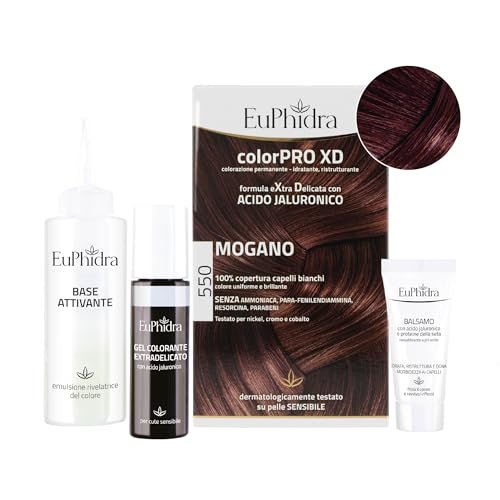 Euphidra - ColorPro XD 550, Mogano, Colorazione Permanente con Acido Ialuronico, Idrata in Profondità, Garantisce un Colore Brillante, Intenso e Duraturo