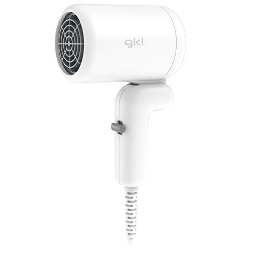 GKL Pearl Lite Professional Folding Hair Dryer Ultra Compact 2 Power Levels and Ultra Small Size 400W White