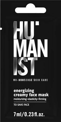 HUMANIST – Cura per Uomo – Maschera Viso Cremosa Energizzante – Idratante – Rassodante – Rinfrescante - Riduce la Fatica – Caffeina, Olio di Semi di Lino, Taurina Vegetale, Mentolo – 7 ml