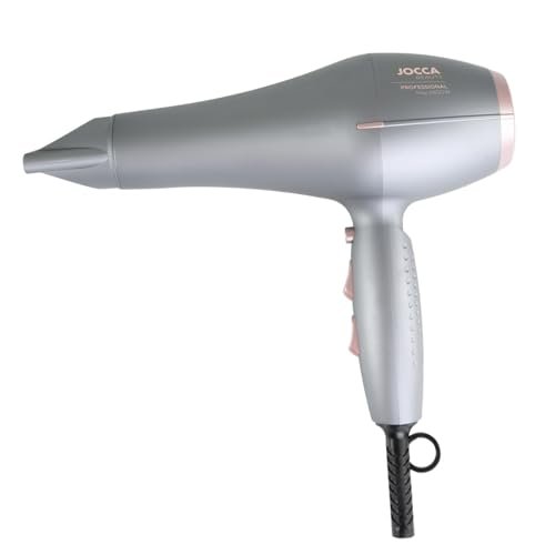 JOCCA - Asciugacapelli professionale da 2600 W – Motore AC, 2 velocità e 3 livelli di calore, funzione ionica, getto freddo, concentratore, protezione antissurriscaldamento