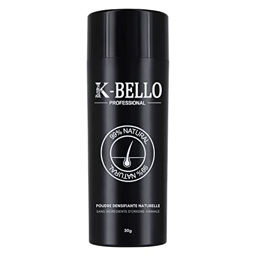 K-BELLO Fibre di cheratina Naturale e Vegan - Polvere anti diradamento per capelli fini, la calvizie e dare volume istantaneo - per Uomo e Donna (30g, Castano Scuro)