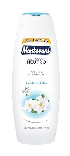Mantovani - Bagnoschiuma Neutro Ipoallergenico, Fragranza Gardenia, con Vitamina E e Collagene Vegetale, 400 ml