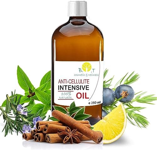 Olio Intensivo Anticellulite Snellente 250 ml Olio di Massaggio Dimagrante Drenante Donna Uomo 100% Naturale Penetra 6 volte più in profondità che una crema anticellulite Coppettazione