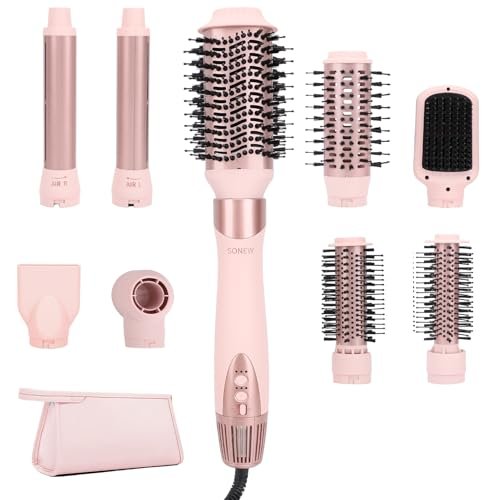 Sonew 9 in 1 Multi Hairstyler, 110.000 giri/min, Styler per Capelli con Ioni e Phon, Arricciacapelli Automatico 32 mm, Spazzola ad Aria Calda 68 mm/48 mm/32 mm/25 mm, Spazzola Lisciante