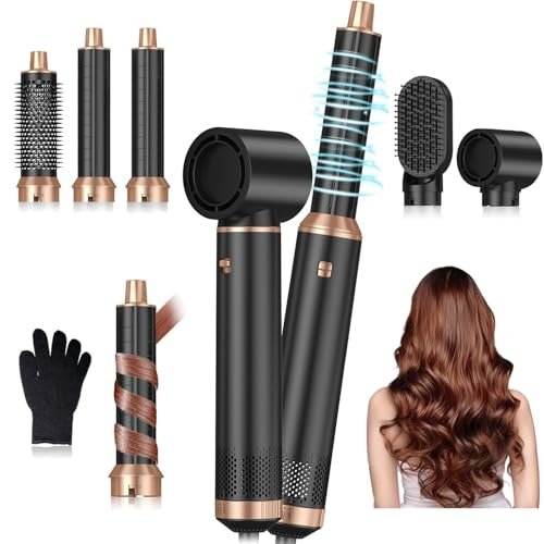 Souvik 5 in 1 Spazzola Asciugacapelli Multifunzione, Automatico Arricciacapelli, Piastra per Capelli, Hair Dryer, Spazzola ad Aria Calda, Per Asciugare, Lisciare, Volumizzante, Capelli Ricci