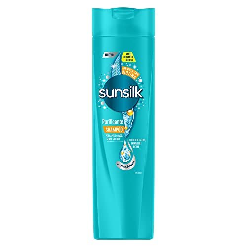 Sunsilk, Shampoo Purificante per Capelli Grassi, Purifica in Profondità, Formula Active-Fusion con Olio di Tea Tree, Aminoacidi e Biotina per Capelli Visibilmente Sani, 400ml