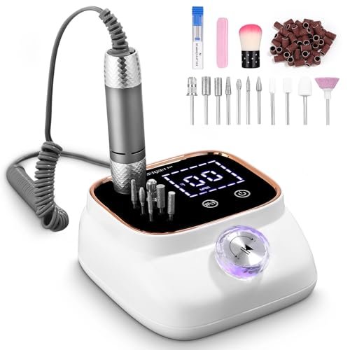 UIHOL 45,000RPM Fresa per Unghie Professionale, Lima Elettrica per Unghie, Touchscreen, con Punta in Ceramica Kit Unghie, Salone Manicure Set e Pedicure Elettrico per Semipermanente Gel