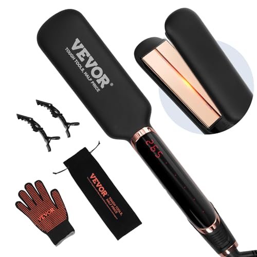 VEVOR Piastra per Capelli 50,8 mm Piastra per Capelli in Titanio con Tecnologia a Infrarossi Ioni Negativi, Riscaldamento Rapido con Schermo LCD, 11 Livelli di Temperatura per Viaggi a Casa in Salone