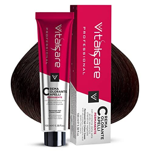 Vitalcare | Professional - Colorazione Permanente Professionale, Crema Colorante Capelli, Tintura Capelli con Proteine della Seta, n° 4/23, Castano Giamaica, 100ml