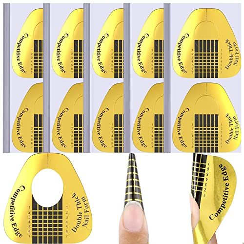 200 Pezzi Cartine Extension Model per UV Gel Nail, Cartine Oro Nail Art Per Ricostruzione Allungamento Unghie