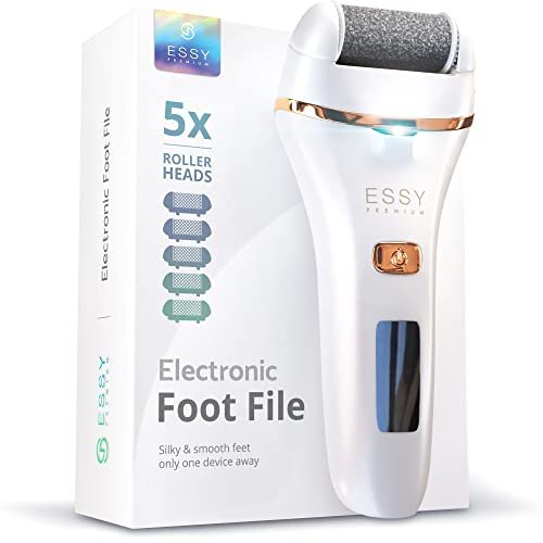 Essy Pedicure Elettrico Professionale Piedi con 5 Rulli Sostituibili Rimuovi Calli Piedi Elettrico Fresa Lima Talloni Cura Pulizia Calli e Duroni Rimozione Pedicure Macchinetta Professionale (Bianco)