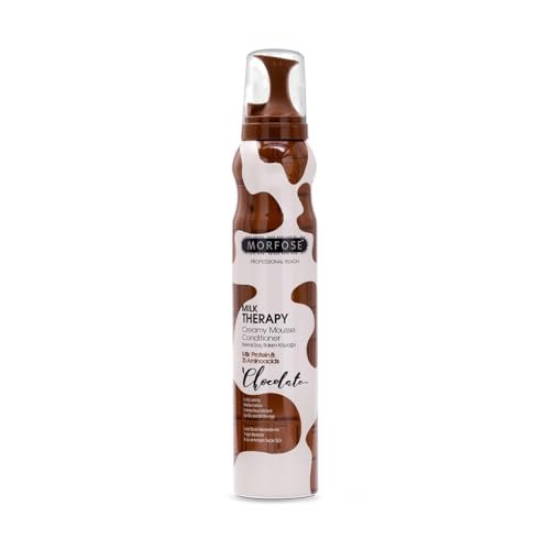 Morfose Balsamo per capelli al cioccolato, 200 ml, spray per capelli, balsamo per capelli, resistente alla schiuma con proteine del latte e cacao, volume, protezione dal calore e cura per capelli