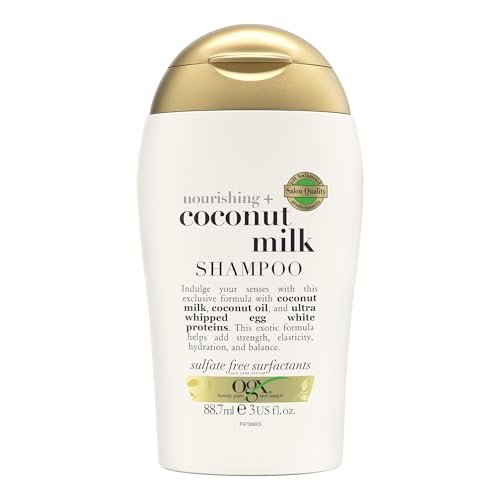 OGX Nourishing + Coconut Milk Shampoo da viaggio idratante con Latte e Olio di Cocco e Proteine ​​del Latte, Shampoo capelli secchi in pratico formato travel size per viaggi e vacanze da 88.7 ml