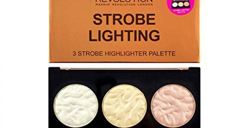 MAKEUP REVOLUTION Strobe Lighting Palette – Highlighter con 3 sfumature per Glow e Contouring – vegano, senza glutine e non testato sugli animali, 11 g